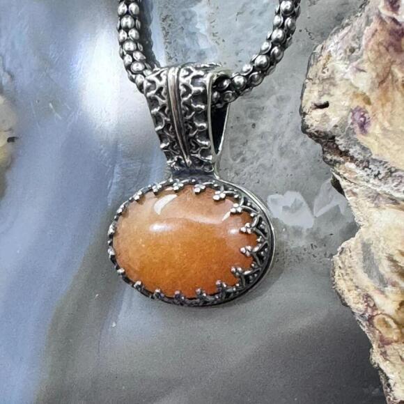 Carolyn Pollack Sterling Oval Carnelian Country Couture Pendant With Necklace - Picture 5 of 10